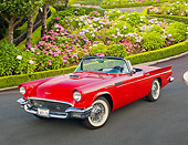 AUT 21 RK2960 01
1957 Ford Thunderbird Convertible Red 3/4 Front View On Lombard Street San Francisco
