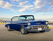 AUT 21 RK3012 01
1957 Chevrolet Bel Air Blue And White 3/4 Front View On Road