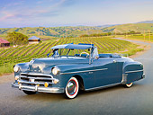 AUT 21 RK3040 01
1950 Dodge Wayfarer Blue 3/4 Front View On Road By Vineyard