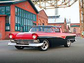 AUT 21 RK3044 01
1957 Ford Ranchero Red And Black 3/4 Front View On Pavement