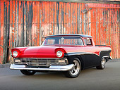 AUT 21 RK3045 01
1957 Ford Ranchero Red And Black 3/4 Front View On Pavement