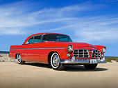 AUT 21 RK3078 01
1956 Chrysler 300B Red 3/4 Front View On Beach