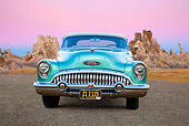 AUT 21 RK3131 01
1953 Buick 76X Skylark Pinehurst Green Front View On Gravel By Red Rock