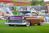 AUT 21 RK3136 01
1956 Chevrolet Bel Air Burgundy And Champagne 3/4 Front View On Grass By Waterfalls