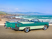 AUT 21 RK3141 01
1959 Dodge Coronet Green 3/4 Rear View On Pavement By Beach