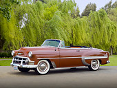 AUT 21 RK3157 01
1953 Chevrolet Bel Air Saddleback Brown 3/4 Side View On Pavement By Trees