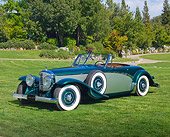 AUT 21 RK3194 01
1955 Bentley Speed 8 Green And Silver 3/4 Front View On Grass By Trees