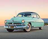 AUT 21 RK3202 01
1950 Mercury Monterey Seafoam 3/4 Front View On Pavement At Dusk