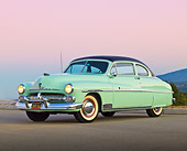 AUT 21 RK3203 01
1950 Mercury Monterey Seafoam 3/4 Front View On Pavement At Dusk