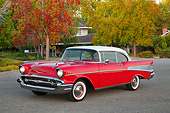 AUT 21 RK3260 01
1957 Chevrolet Bel Air Red With White Top 3/4 Front View On Pavement