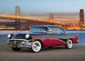 AUT 21 RK3269 01
1956 Buick Special Black And Fuschia 3/4 Front View On Pavement By Bay Bridge At Night