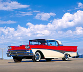 AUT 21 RK0065 05
1958 Ford Fairlane 500 Skyliner Retractable Red & White Lower 3/4 Front On Pavement