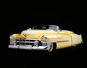 AUT 21 RK0152 08
1953 Yellow Cadillac Eldorado Convertible Top Down 3/4 Low Front Studio Background