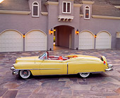 AUT 21 RK0250 04
1953 Cadillac Eldorado Convertible Yellow Profile View On Driveway