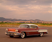 AUT 21 RK0300 01
1958 Pontiac Bonneville Brown And White 3/4 Front View On Pavement