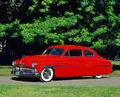 AUT 21 RK0323 01
1950 Red Mercury 3/4 Side View On Pavement By Grass And Trees