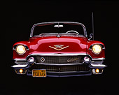 AUT 21 RK0476 01
1956 Red Cadillac Convertible Head On Shot Headlights On Studio