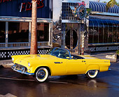 AUT 21 RK0513 09
1955 Ford Thunderbird Convertible Yellow 3/4 Front View By Diner