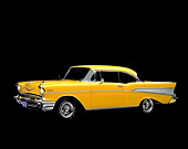 AUT 21 RK0517 07
1957 Yellow Chevy Bel Air, slight 3/4 front in studio on black