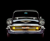 AUT 21 RK0568 05
1957 Chevy Bel Air Black Head On Shot Parking Lights On Studio