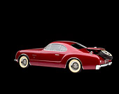 AUT 21 RK0571 02
1953 Chrysler Sport Coupe D'Elegance Red 3/4 Side View Trunk Open With Tire Studio