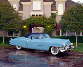 AUT 21 RK0686 09
1953 Cadillac El Dorado Light Blue 3/4 Side View By House And Trees