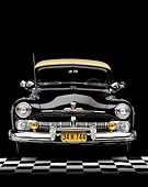 AUT 21 RK0735 06
1950 Mercury Monterey Black Convertible Head On Shot On Checkerboard Floor Studio
