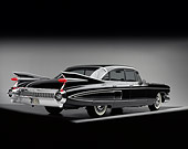 AUT 21 RK0904 01
1959 Cadillac Fleetwood 60 Special Black 3/4 Rear View On Gray Line And Gray Seamless Background