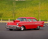 AUT 21 RK0933 07
1957 Pro Street Chevrolet Red 3/4 Side View On Pavement