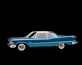 AUT 21 RK0960 06
1957 Chrysler Imperial Crown Coupe Teal 3/4 Front View Parking Lights On Studio