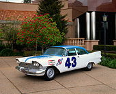 AUT 21 RK1049 02
1959 Plymouth Savoy Replica Of Richard Petty's First Mopar Race Car 3/4 Front View At Museum