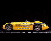 AUT 21 RK1126 04
1953 Kurtis 500B Indy Roadster Yellow Profile On Checkerboard Line Studio