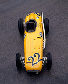 AUT 21 RK1129 03
1953 Kurtis 500B Indy Roadster Yellow Overhead Shot On Pavement