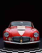 AUT 21 RK1336 04
1957 Maserati A6G/2000 Frua Spider Red With White Stripe Head On Shot On Checkerboard Studio