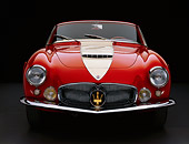 AUT 21 RK1337 03
1957 Maserati A6G/2000 Frua Spider Red With White Stripe Head On Shot Studio