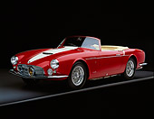 AUT 21 RK1338 07
1957 Maserati A6G/2000 Frua Spider Red With White Stripe Front 3/4 View On Gray Line Studio