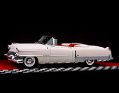 AUT 21 RK1347 06
1954 Cadillac El Dorado Convertible White 3/4 Side View On Red Floor Checkered Line