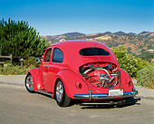AUT 21 RK1444 01
1955 Volkswagen Custom Bug Raspberry 3/4 Rear View On Pavement