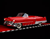 AUT 21 RK1486 01
1954 Cadillac El Dorado Convertible Red 3/4 Side View On Red Floor Checkered Line Studio