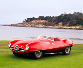 AUT 21 RK1902 02
1953 Alfa Romeo 1900 Disco Volante Red 3/4 Front View On Grass By Water