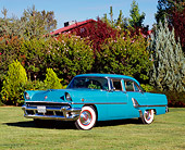 AUT 21 RK1931 01
1955 Mercury Monterey Blue Green 3/4 Front View On Grass By Trees