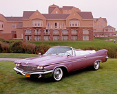 AUT 21 RK2013 02
1959 Chrysler Imperial Crown Convertible Lavender 3/4 Front View On Grass By Building