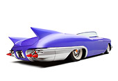 AUT 21 RK2081 01
1957 Cadillac El Dorado Roadster Purple 3/4 Rear View White Seamless Studio
