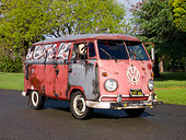 AUT 21 RK2083 01
1959 Volkswagen Delivery Van Rusty Red 3/4 Front View On Pavement