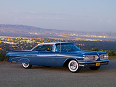 AUT 21 RK2106 01
1959 Pontiac Bonneville Blue 3/4 Front View On Pavement City Background