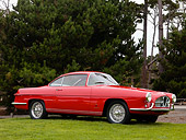 AUT 21 RK2133 01
1954 Alfa Romeo 1900 SS Ghia Coupe Red 3/4 Front View On Grass By Trees