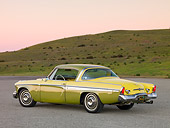 AUT 21 RK2166 01
1955 Studebaker Speedster President Green & Yellow 3/4 Rear View On Pavement