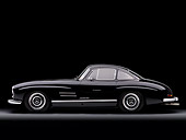 AUT 21 RK2171 01
1955 Mercedes-Benz 300SL Gullwing Coupe Black Profile View Studio