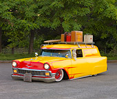 AUT 21 RK2212 01
1956 Chevrolet Sedan Delivery Yellow 3/4 Front View By Trees
