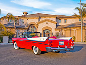 AUT 21 RK2220 01
1957 Dodge Custom Royal Lancer Convertible Red And White 3/4 Rear View By House